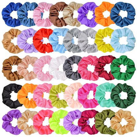 40 st silkescrunchies i satin, elastiska hårband, scrunchies, hårsnoddar