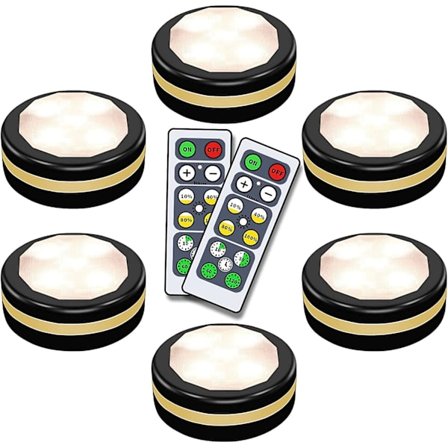 Puck-lys med Lmell-fjernkontroll, trådløse LED-puck-lys batteridrevet, LED-puck