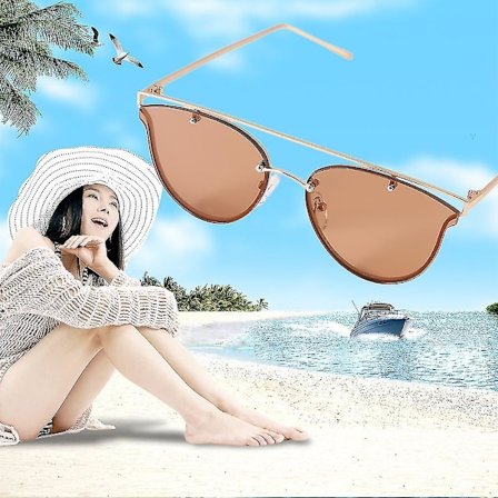 Katteøje Flade Spejl Solbriller Kvinder Oval Vintage Briller