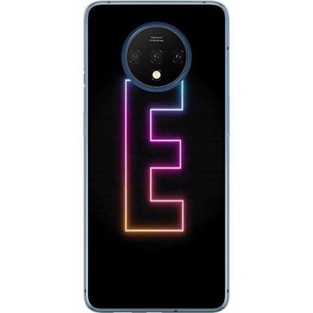 Kompatibel Mobilcover til OnePlus OnePlus 7T Minimalistisk neonbogstav E i lyse farver mod mørk baggrund i moderne og stilren design