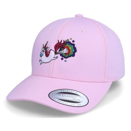 Unicorns - Rosa adjustable Keps - Rainbow Farting Unicorn Curved Pink Adjustable @ Hatstore