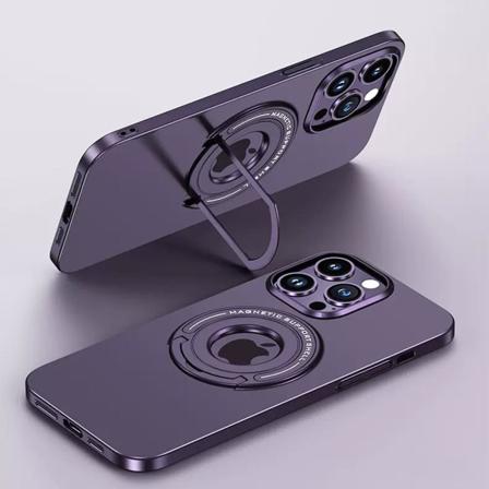 Case til iPhone 15 Pro Max med usynligt stativ, kompatibel med Magsafe PC-cover Slank Tynd Anti-fingeraftryk ridse Purple