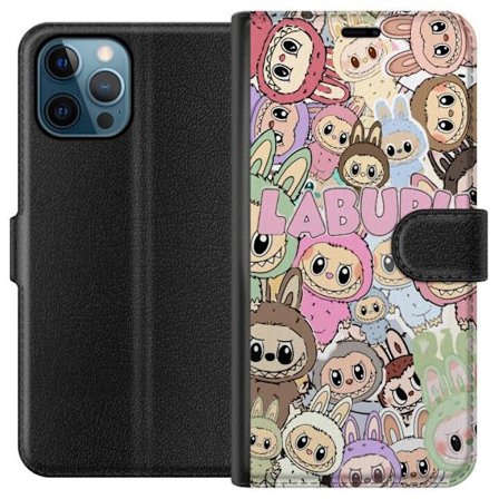 Kompatibel Tegnebogsetui til Apple iPhone 12 Pro Rosa kawaii-komposition med søde animerede figurer og bløde former