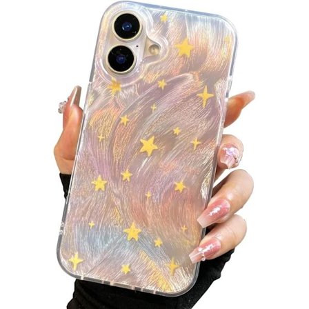 Trendy Slim TPU-deksel for 16 med Glitterstjernedesign, Mykt Støtsikkert Deksel