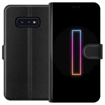 Kompatibel Tegnebogsetui til Samsung Samsung Galaxy S10e Minimalistisk neonbogstav I i regnbuefarver mod mørk baggrund