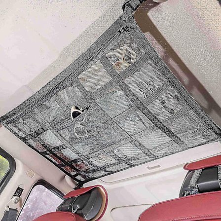 Uppgradera Car Ceiling Cargo Mesh Bag, 80x55cm förstärkt lastbärande och inget hängande mesh