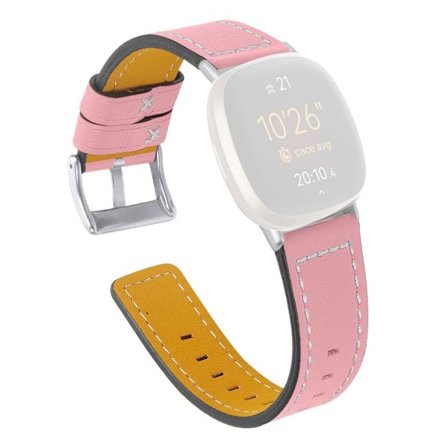 Fitbit Versa 3 etc. band i äkta läder - Rosa