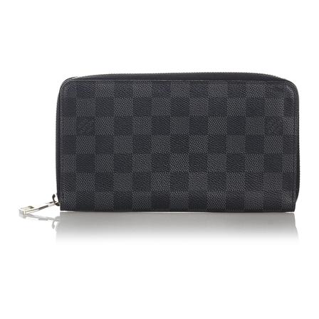 Louis Vuitton Vintage, Pre-owned Damier Graphite Vertical Zippy Wallet Canvas Zwart, Dames, Maat:ONE Size