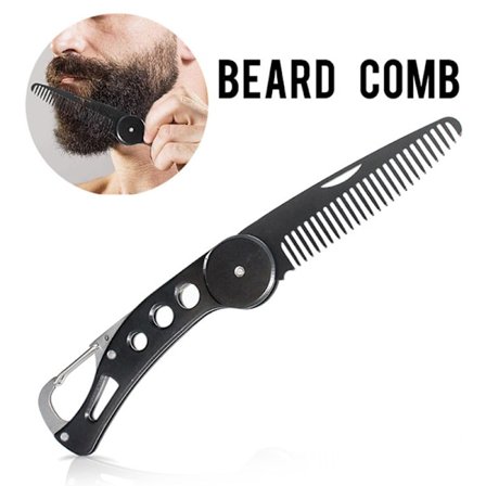 Rostfritt stål Skäggkam Pocket Clip Herr Mustasch Styling