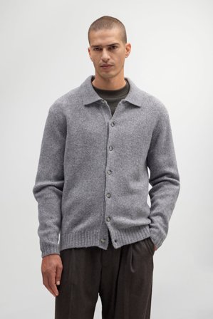 Lee Cardigan Herr Grå Merinoull