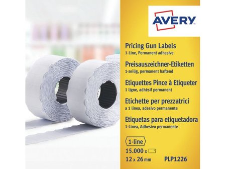 AVERY Prisetikett 1-rad 26x12mm 15000/fp - Lyreco - Kontorsmaterial - Butiksmaterial - Prisetiketter och prismärkare