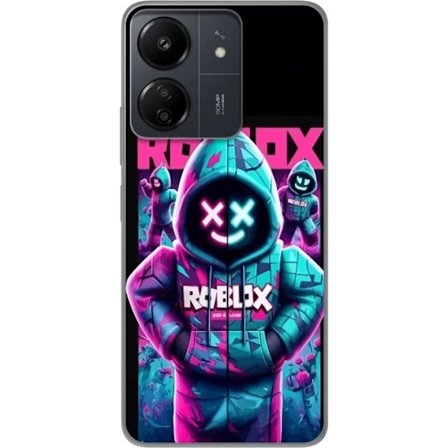 Yhteensopiva Puhelinkuori Xiaomi Redmi 13C Roblox Hoodie Legend Mystinen Roblox-figuuri sinisessä hupparissa, jossa futuristisia neonvaloja