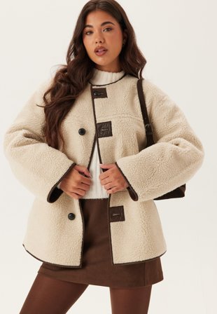 Pieces-Pcjulie Reversible Teddy Coat-M