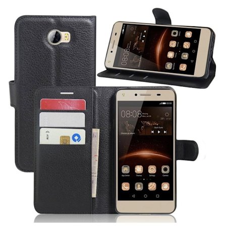 Huawei Y5 II etui i Lychee skind - Sort