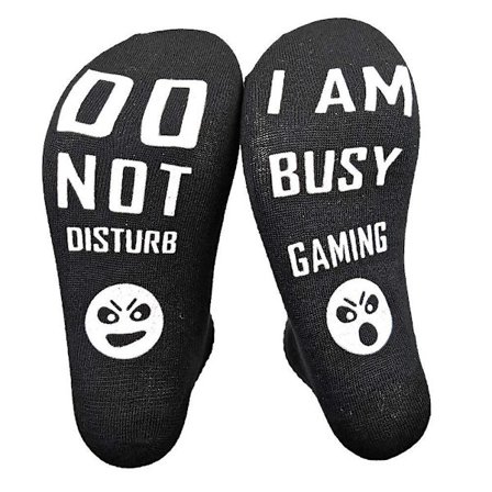 Sjove bomuldsstrømper "Do Not Disturb I'm Gaming" Strømper Bløde Unisex Strømper Sjove Julegaver Kompatibel med Gamer