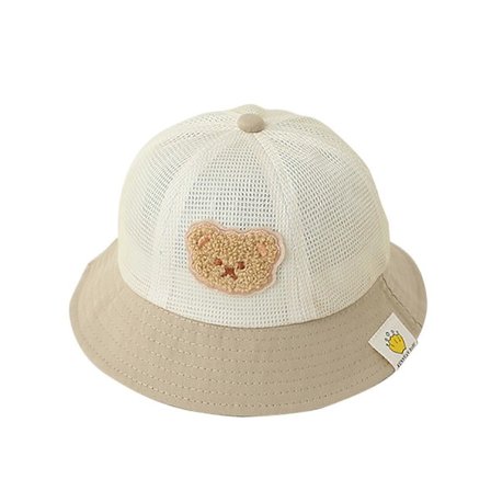 Unisex Babyhatt för Flickor Pojkar Sommar Solskyddshatt Strand- Fiskarhatt Söt Björnmönster Design Babyhatt Present Khaki