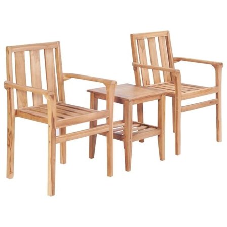 vidaXL Caféset 3 delar massiv teak