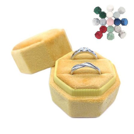 Antiikki Oktagooni Sametti Sormuslaatikko Kaksoissormuksen Näyttöteline Irrotettavalla Kannella Sormuslaatikonpidike Hääseremoniaan