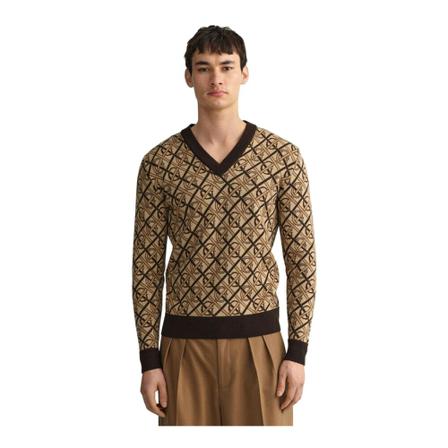 Gant - Stickade Tröjor - Brun - Herr - Storlek: M, Herr, Storlek: M