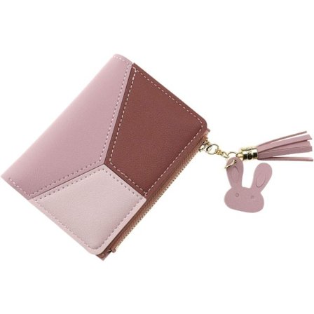 Vaaleanpunainen naisten luottokorttilompakko, PU-nahkainen lompakko