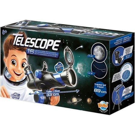 Teleskop - BUKI FRANCE - 15 aktiviteter - Linse 50 mm - 2 utbytbara okular - Metallstativ 89 cm
