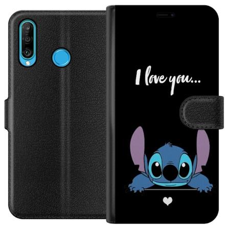 Huawei P30 lite Tegnebogsetui Stitch Jeg Elsker Dig