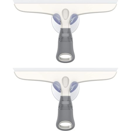 Silikoneskraber med sugekopholder, badeværelsesskraber til brusebad og vinduer, allround-skraber til bilrude, vinduer, hvid og grå