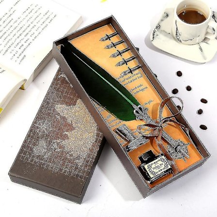 Europeisk Vintage Fjäderpenna Set Presentask Harry Potter Fjäderpenna Set Gotisk Kropp Dip Bläckpenna