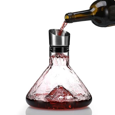 Vindekanter med Isbjerg Design Base, Rødvinskaraffel med Indbygget Belufter for Forbedret Beluftning og Smag, Håndblæst Blyfri Krystal