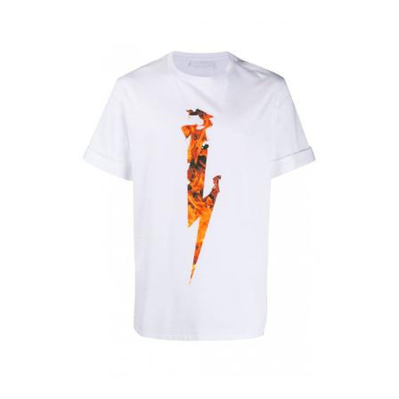 Neil Barrett Printed logo t -shirt Hvid, Herre T-shirts