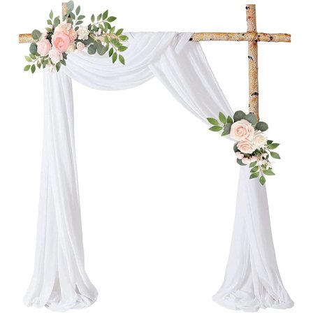 Hvidt bryllupsgardinstof tyl drapering til bryllupsbue