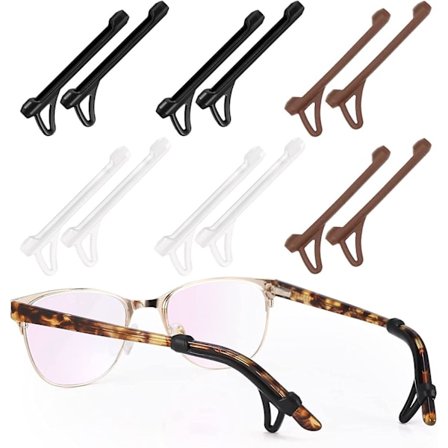 6 par briller øreklods med krog Anti-slip silikone tempel spidser ærmer til briller ørekroge briller holdere