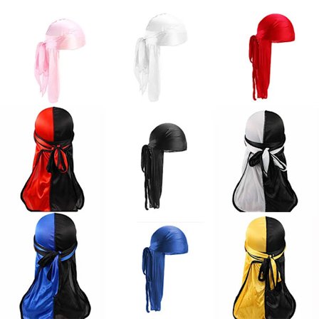 New Silky Durags Bandanas Turban Hat Men Women Satin Wigs Doo Unisex Extra Long Tail Du-Rag Headwrap Headband Hair Accessories