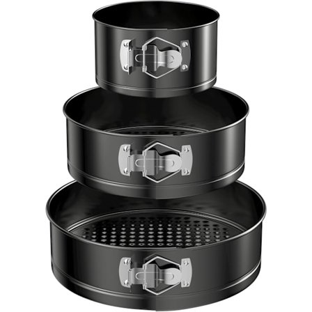 3 stk. Runde Springforme, 12/18/22cm Runde Kageforme, Non-Stick Sæt Rustfrit Stål Springforme Aftagelig Bund