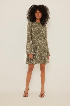 NA-KD Boho Robe mini - Robes Manches Longues - Dotted - EU 34