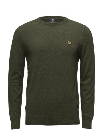 Cotton Merino Crew Jumper Stickad Tröja M. Rund Krage Grön Lyle & Scott