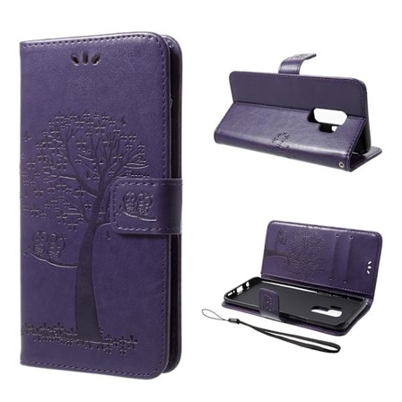 Samsung Galaxy S9 Plus puukuvioinen suojakotelo - Tummanvioletti
