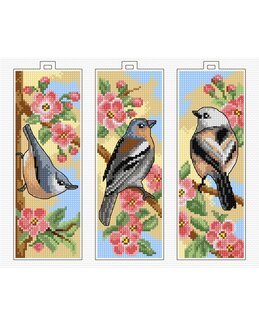 Stickpackung Lesezeichen Frühlingsvögel 3-er Pack