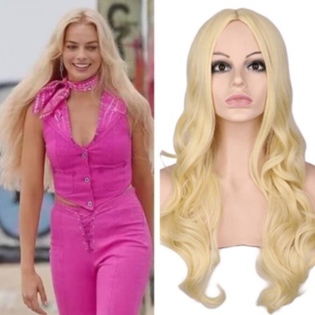 Blond Barbie Film Cosplay Naturlig Parykk Platinablondt Hår