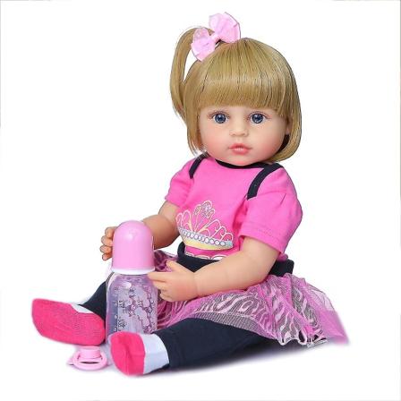 50 cm Kroppsmjuk silikon sött ansikte Reborn Toddler Baby Födelsedag Julklappsdocka Crown t-shirt