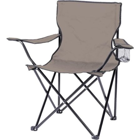 Kangastuoli, jossa on mukiteline "Le camping" - Taupe - L 82 x P 50 x H 80 cm