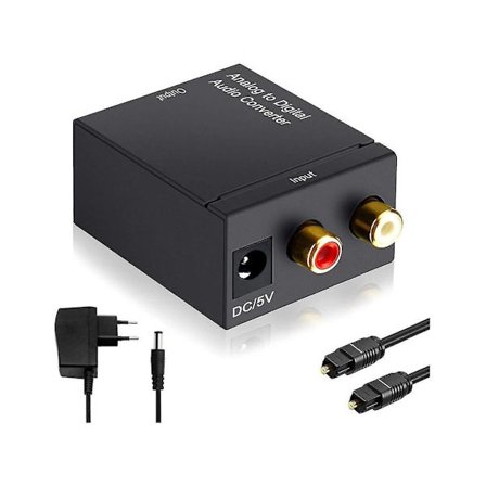 L/R RCA Analog Stereo Audio till 3.5mm Jack Digital SPDIF Audio Adapter Koaxial Coax Toslink Svart YEMAESRE