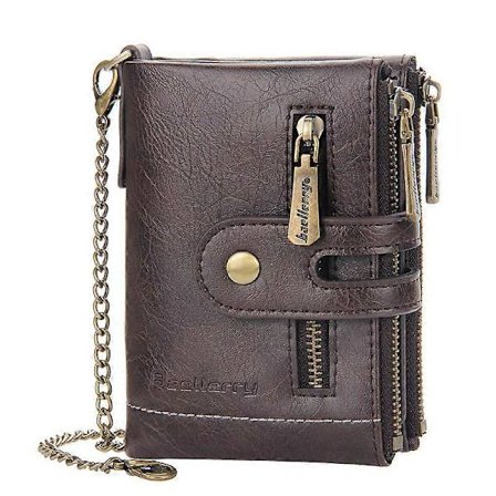 Herrepunge med kæde ægte læder bifold pung