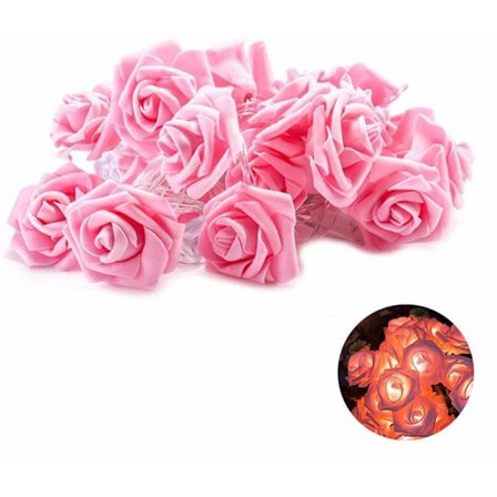 1x Rosa ljusslinga 20 LED, varmvit, batteridriven