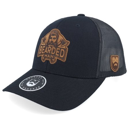 Bearded Man - Schwarz trucker Cap - Bearded Lumber Jack Engraved Patch Black Trucker @ Hatstore