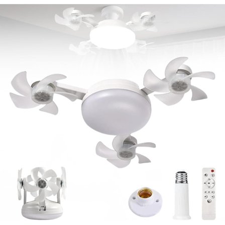 Takvifte med E27-lampe, fjernstyrt viftelampe med 3 hastigheter for soverom/stue
