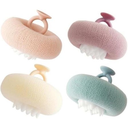4 stk. Eksfolierende badesvampe til voksne solsikke brusebold svamp skånsom eksfoliering massage hud multifunktionel brusebad det ideelle badeværktøj