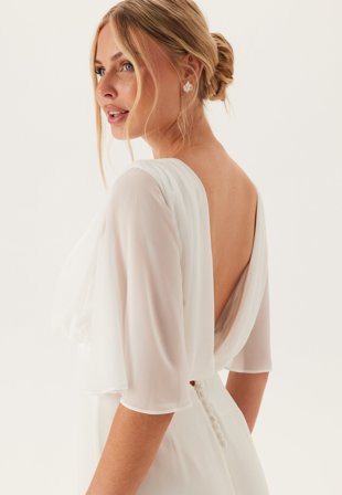 Bubbleroom Occasion-Butterfly Sleeve Mermaid Wedding Gown-40