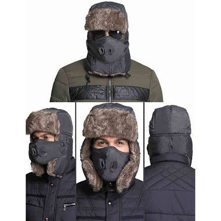 Vinter Trapper Pelslue, Trooper-luer med ansiktsdeksel - Vanntett Yetsye Unisex Ushanka Russiske Luer