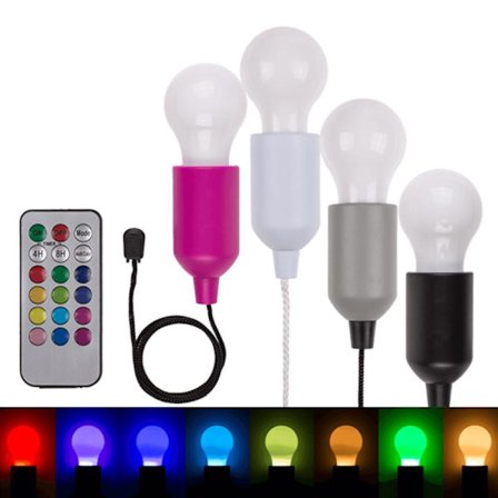 Trådløs LED-lampe med snor - RGB multifarve